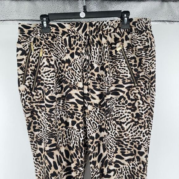Calvin Klein Women’s Leopard Jogger Pants – Large, Drawstring Waist, Zip Pockets - Picture 2 of 15